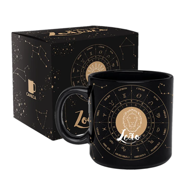 Caneca De Porcelana Zodíaco - Leão - O Produto Perfeito Para Voce