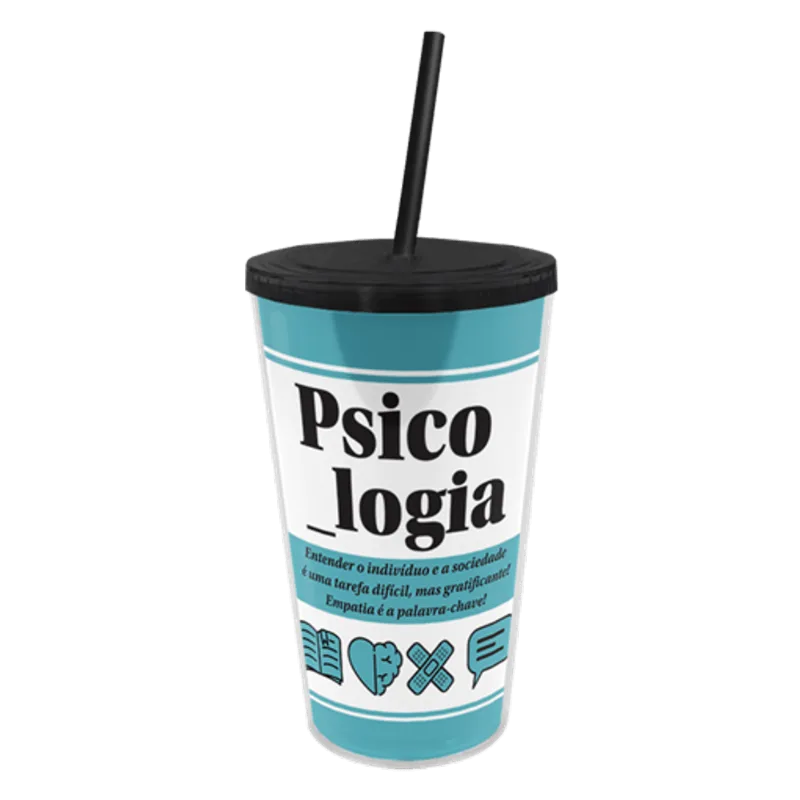 Copo Canudo Profissões - Psicologia