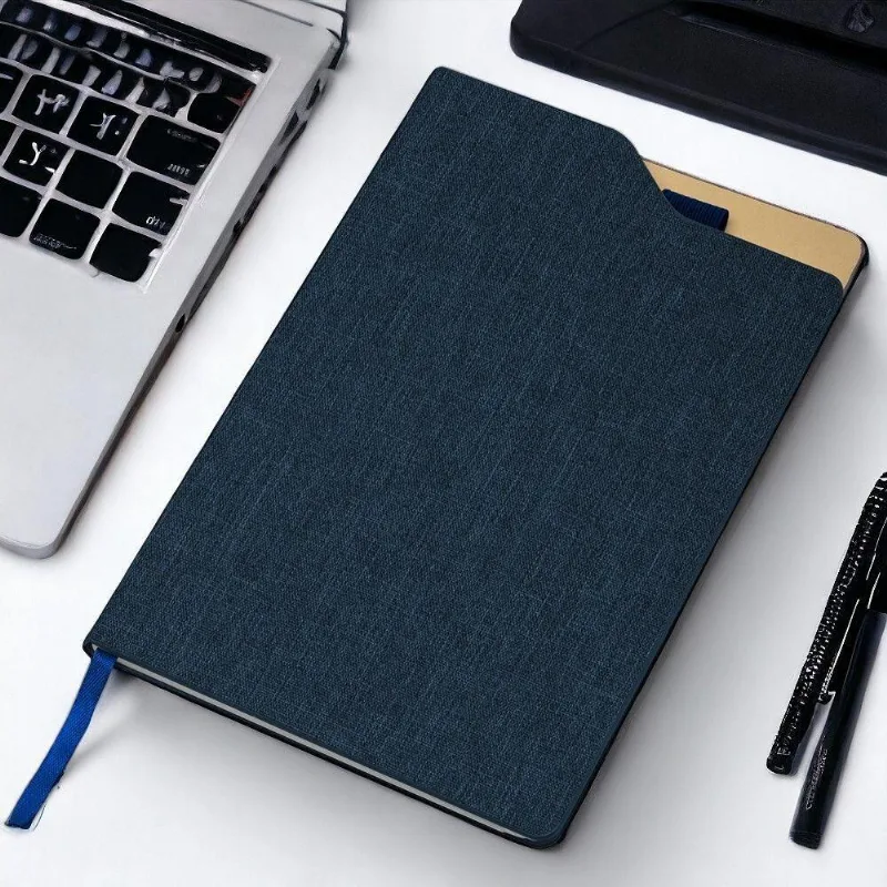 Caderno De Anotações Com Capa Dura Reciclável E Miolo Pautado 21,3x14,5cm 80 Folhas Bege Azul