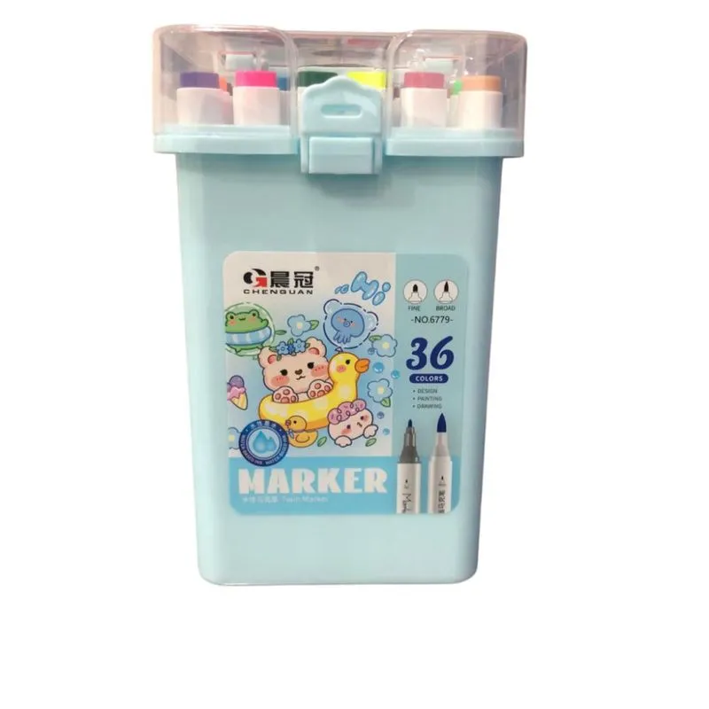 Kit Azul 36 Canetinhas Arte Ponta Dupla - sp L-401