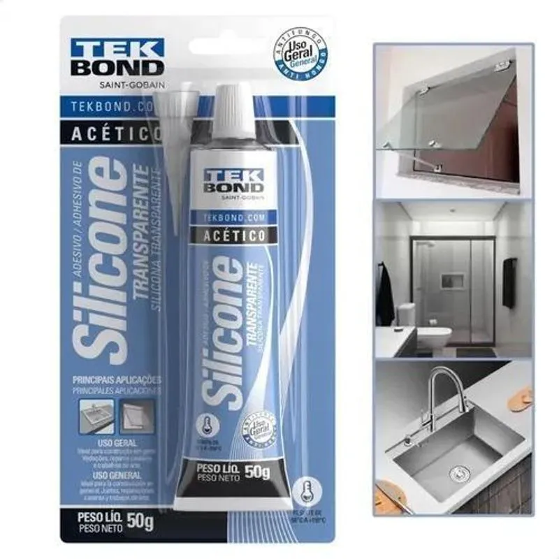 Cola Silicone Acético Transparente Uso Geral Tek Bond 50g