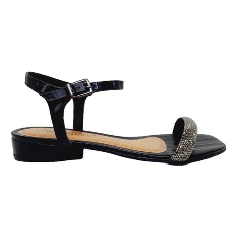 Sandália ajustável ramarim tira slide com strass casual