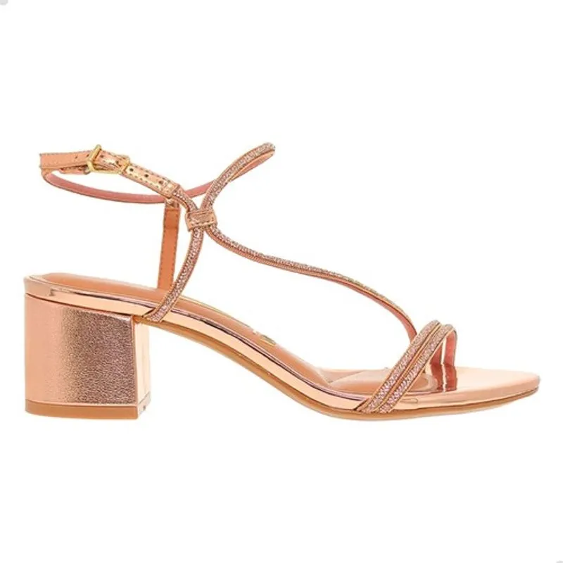 Sandália feminina vizzano salto bloco médio strass original