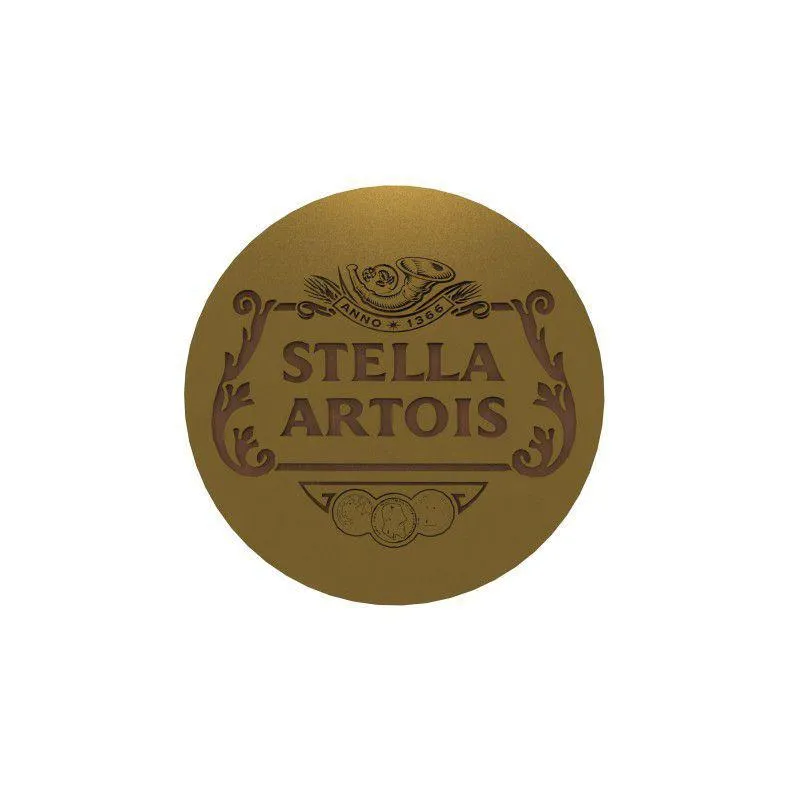 Porta Copo De Madeira Laqueado Stella Artois - 10x10cm