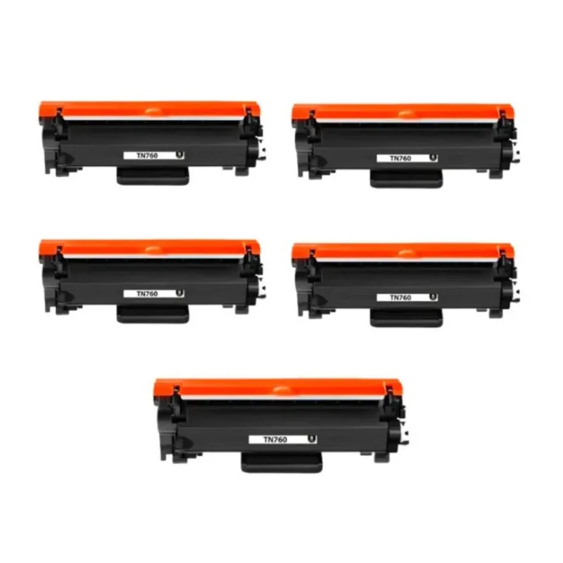 Kit 5 Toners Compatíveis Premium para Brother TN760 - 3k - Linha Compatível