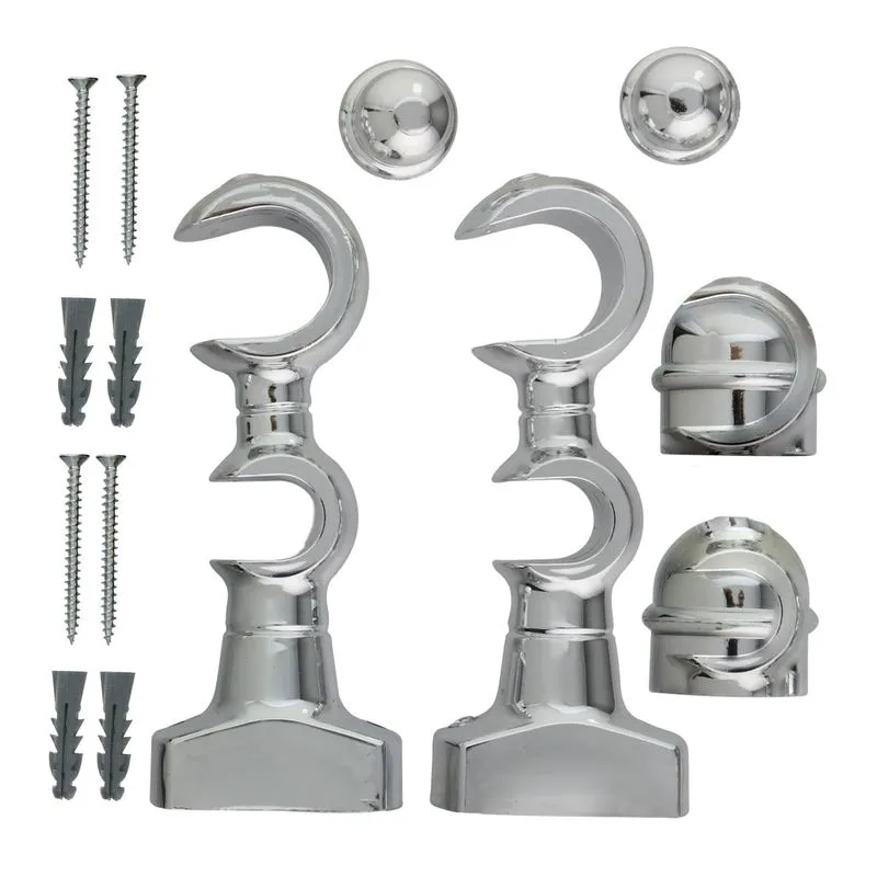 Kit suporte Varão de Cortina Std Duplo Cromado com 2 peças