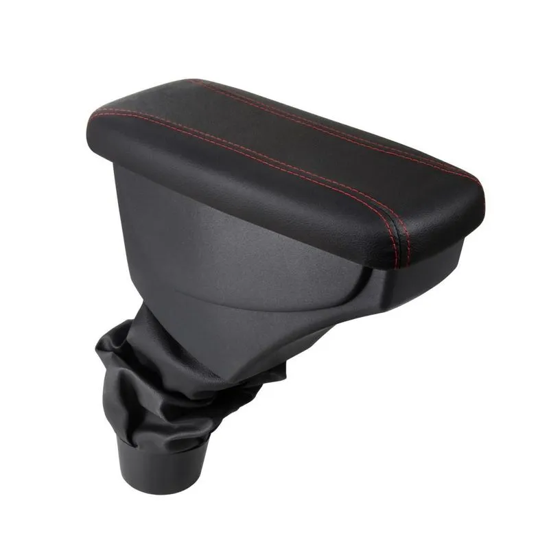 Apoio De Braço Toyota Etios Couro Preto Costura Vermelha