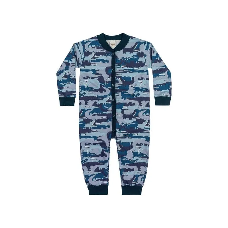 Pijama Macacão Elian Infantil Menino Inverno - 1/3 -12064-AZUL PETROLEO-1