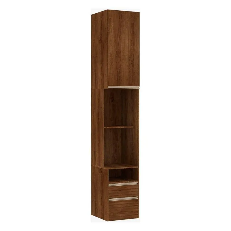 Mesa De Cabeceira Alta Direito 40Cm Prime Nogueira Dourado