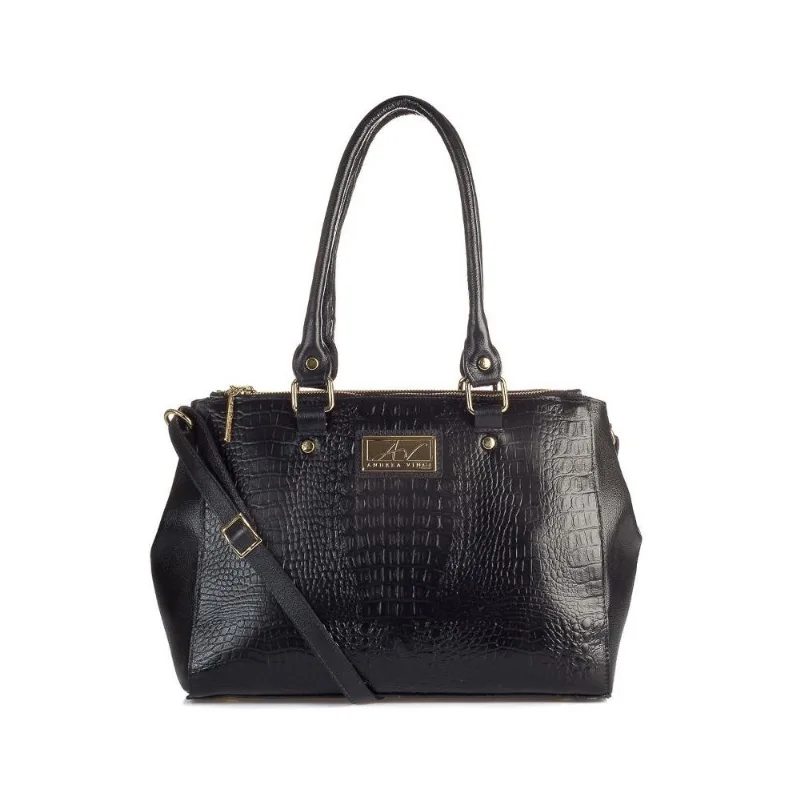 Bolsa de couro croco grande com divisórias Toffee