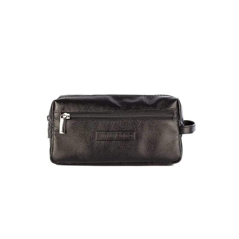 Necessaire masculina em couro Daily 10x20x8cm Preta