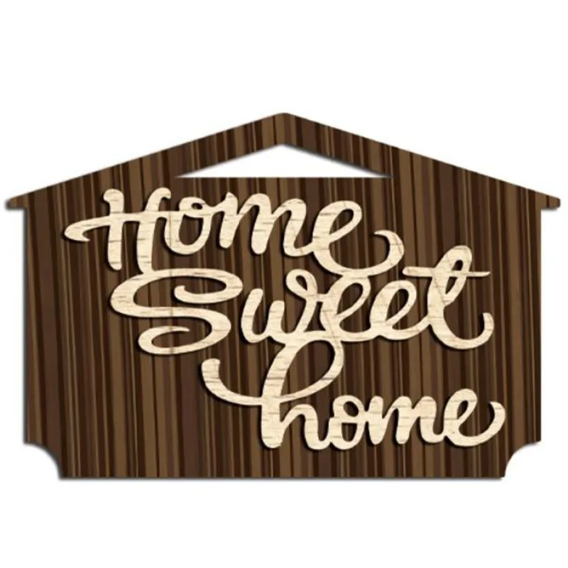 Quadro Placa Decorativa 3D Madeira MDF - Home Sweet Home
