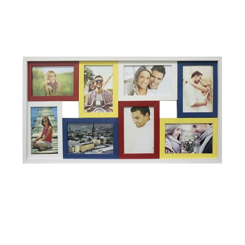 Painel de Fotos Kapos para 8 Fotos 31,5X61 cm Amarelo/Azul/Vermelho/Branco