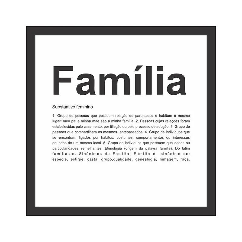 Quadro Kapos Família 27X27cm Preto