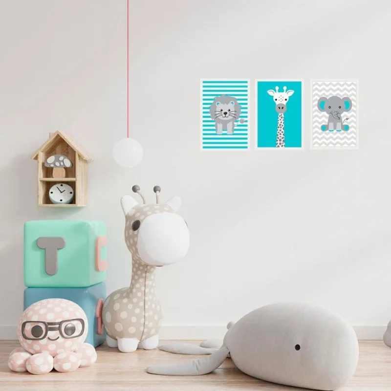 Quadro Infantil Kapos sem Vidro Elefante - 22x32cm (AxL) Azul