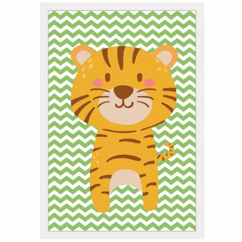 Quadro Infantil Kapos sem Vidro Tigre 22x32cm Branco