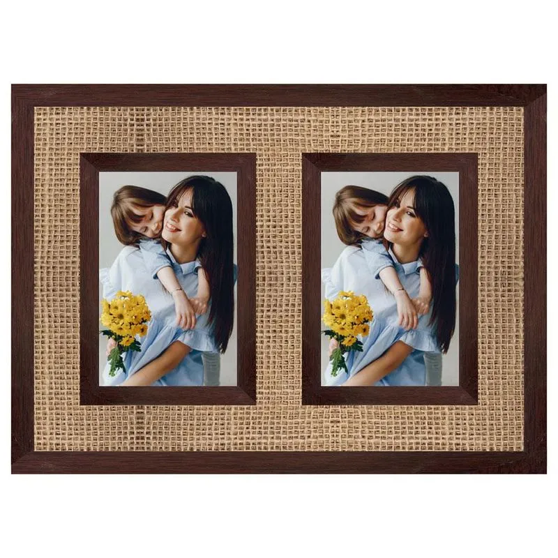 Painel de Fotos Kapos Juta 73244 para 2 Fotos 10x15cm Marrom