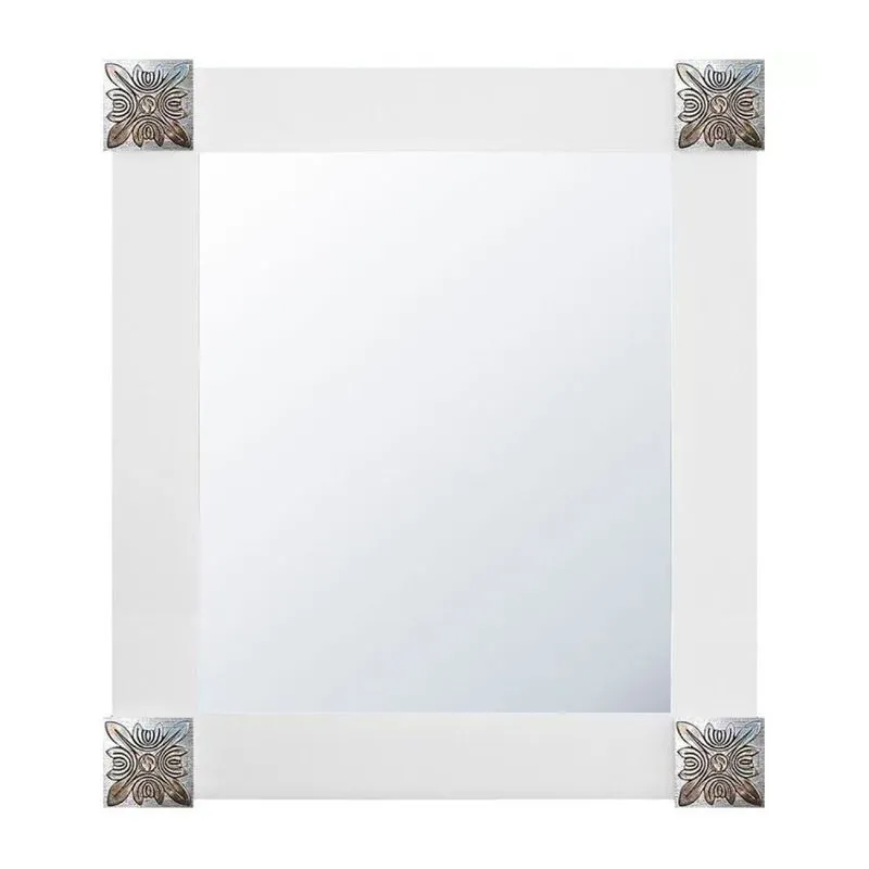 Espelho Decorativo Com Moldura E Apliques Prata 82cm X 102cm Decore Ponto Branco