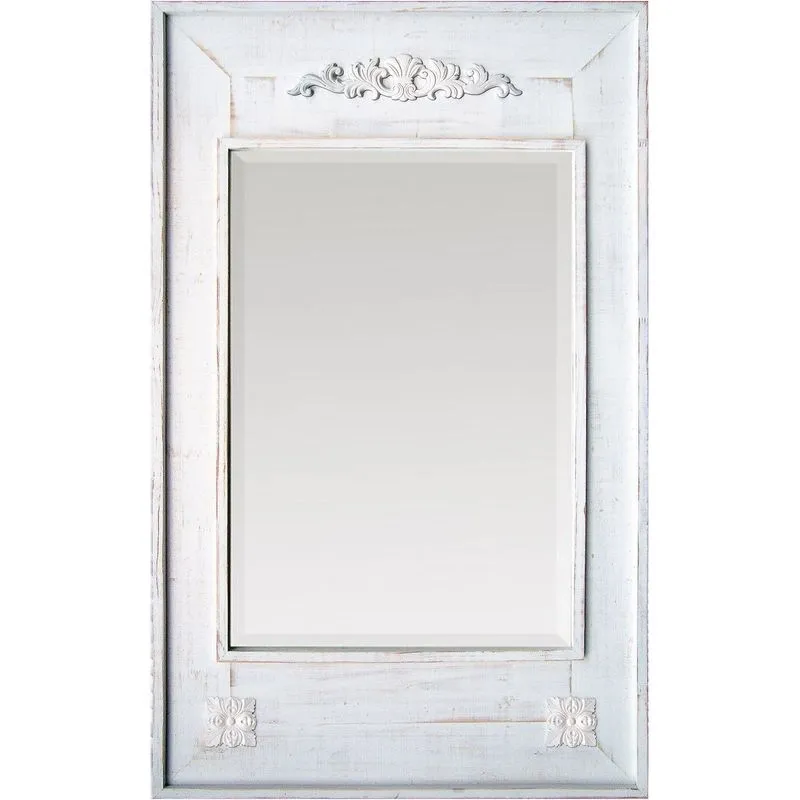 Espelho Rústico Com Moldura Provençal E Apliques 82cm X 126cm Decore Pronto Branco
