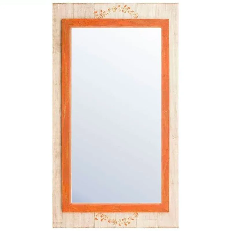 Espelho Rústico Com Moldura 184cm X 72cn Decore Pronto Branco Patinado/laranja