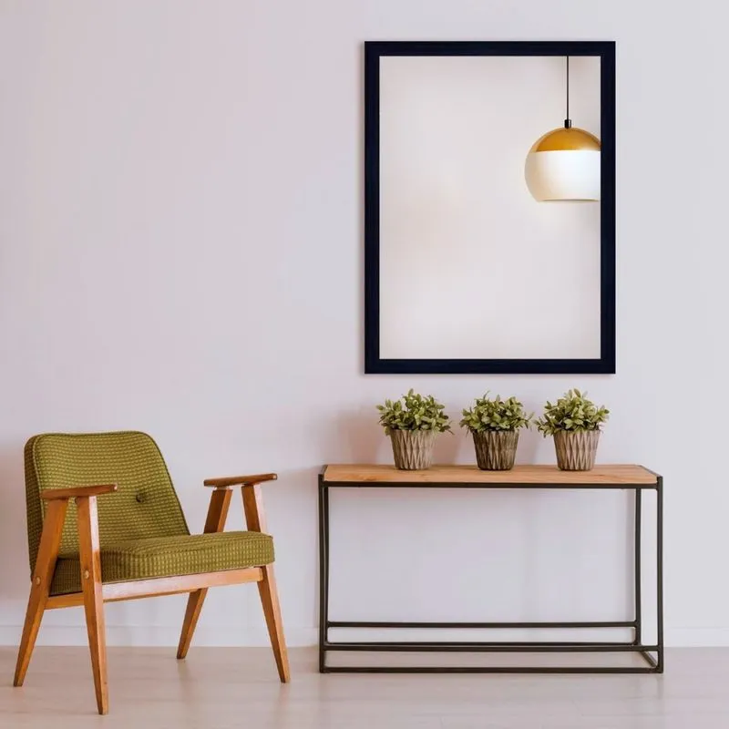 Espelho Retangular Com Moldura De Madeira Maciça 100cmx70cm Decore Pronto Preto