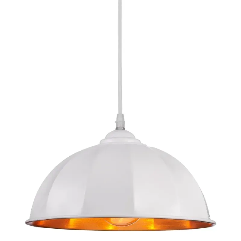 Luminária Pendente Tuvarim Branco e Cobre Kala
