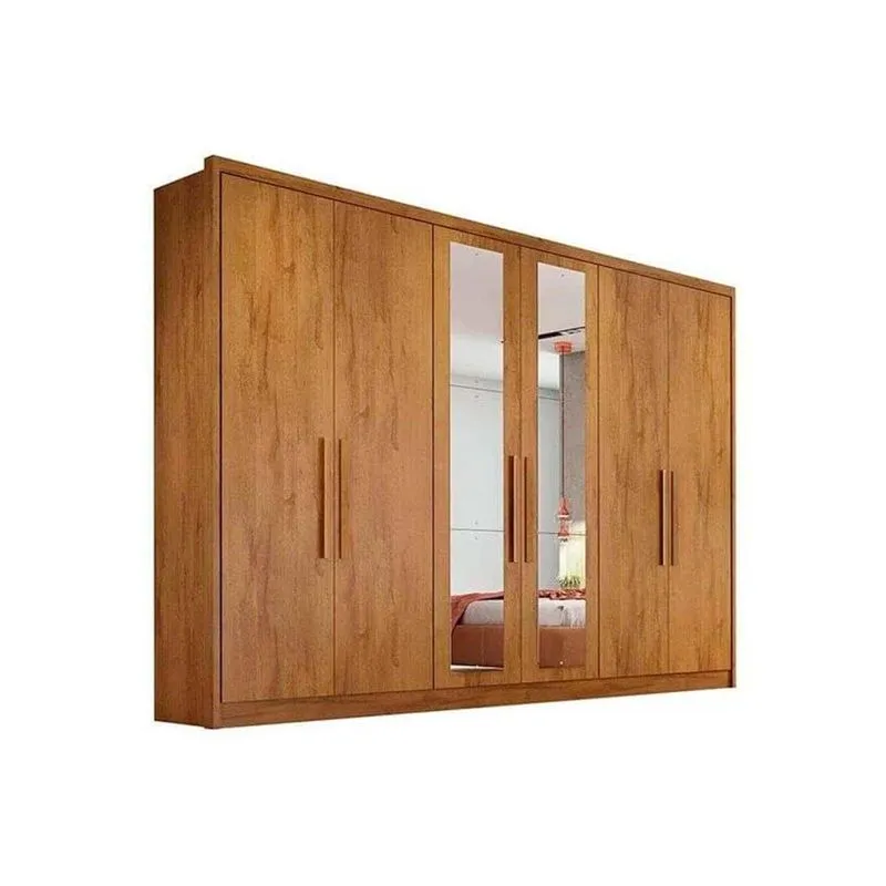 Guarda Roupa 6 Portas 2 Espelhos 8 Gavetas Rizon New Horizonte Cinza