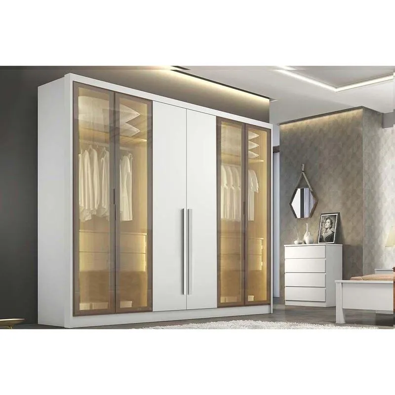 Guarda Roupa 6 Portas 4 Gavetas 4 Prateleiras Linea Nova Horizonte Neve