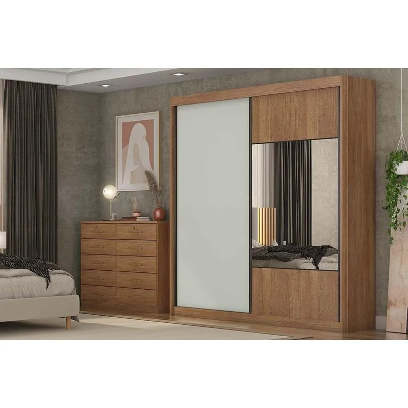 Guarda Roupa 2 Portas 1 Esp 8 Gavetas Sienna N. Horizonte Cinza