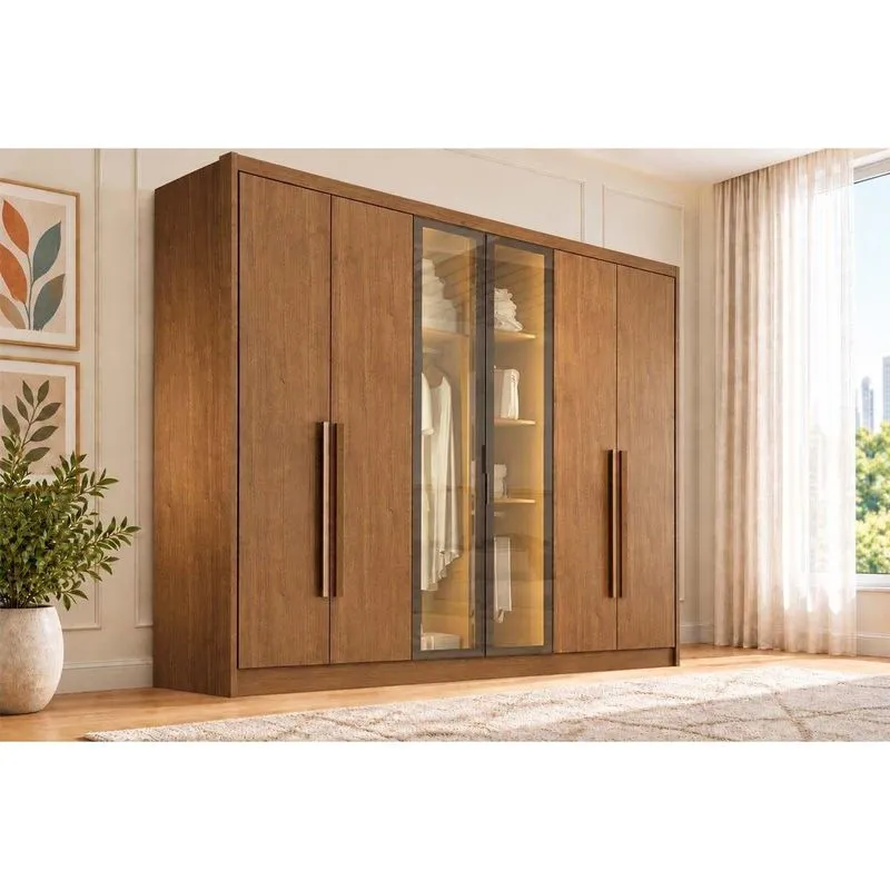 Guarda Roupa Modulado Casal 6 Portas 2 Gavetas 4 Gavetões Linea Cinam N. Horizonte