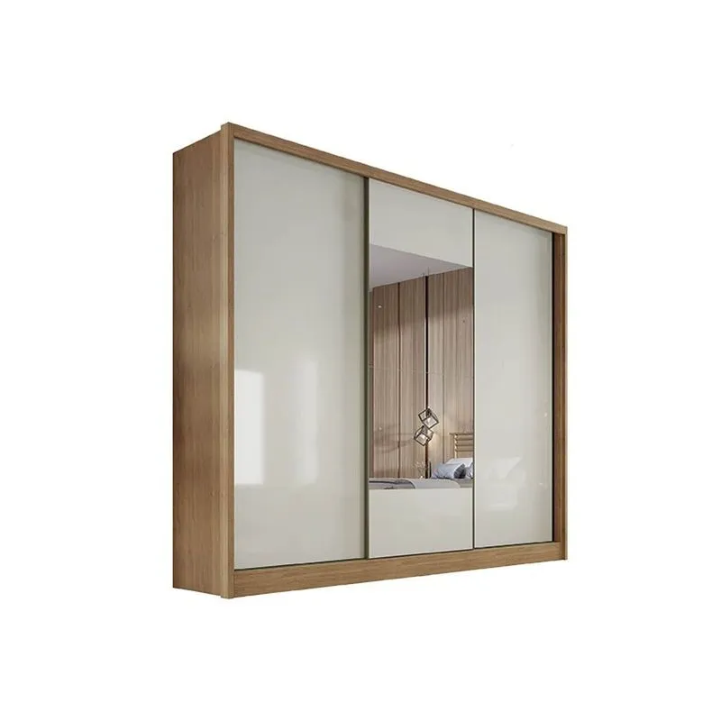 Guarda Roupa 3 Portas de Correr (1 c/ Espelho) e 4 Gavetas Arezzo/Medelim Cumaru/Fendi 25 - Novo Horizonte