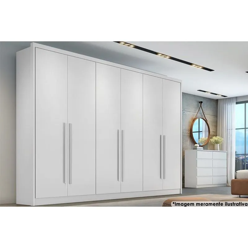 Guarda Roupa 6 Portas e 6 Gavetas Robust/Livorno Neve - Novo Horizonte