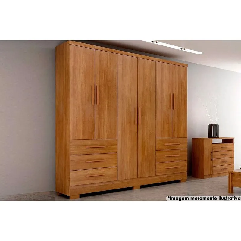 Guarda Roupa Casal 6 Portas e 6 Gavetas c/Pés Encant Freijo Cumaru - Novo Horizonte