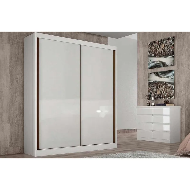 Guarda Roupa Casal 2 Portas de Correr e 3 Gavetas Virtus Plus Branco - Novo Horizonte