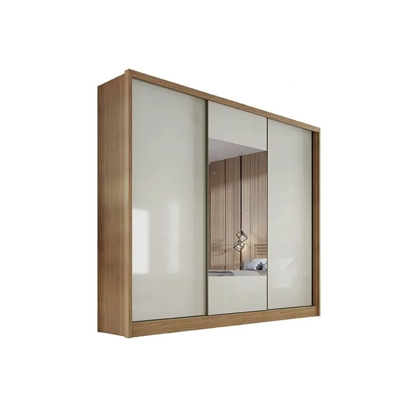 Guarda Roupas 3 Portas de Correr e 4 Gavetas c/ Espelho Arezzo Plus Freijo Cumaru c/ Fendi - Novo Horizonte