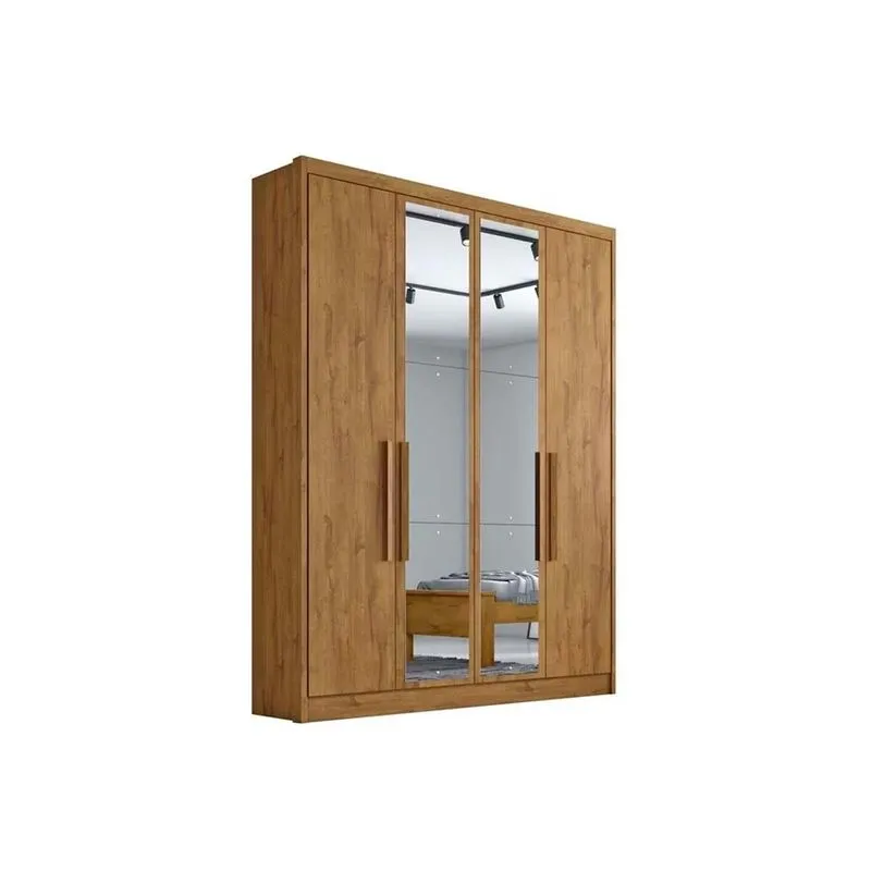Guarda Roupa 4 Portas e 3 Gavetas c/ Espelho Moderni Freijo Cumaru - Novo Horizonte