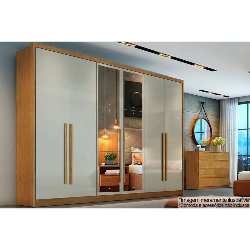 Guarda Roupa Casal 6 Portas (2 c/ Espelho) e 6 Gavetas Robust/Livorno Cumaru/Fendi (B23) - (F25) - Novo Horizonte