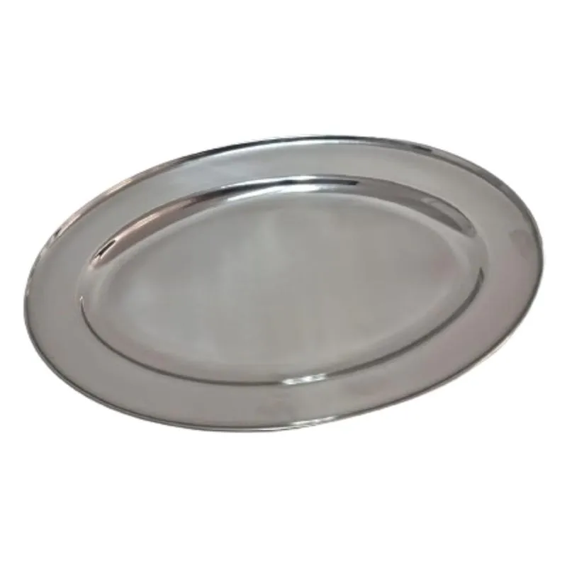Bandeja De Aço Inox Oval 35cm Para Servir Carnes Massas