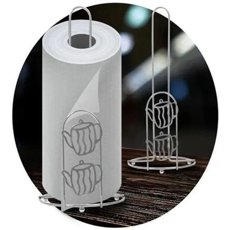 Suporte Porta Rolo Papel Toalha Vertical De Mesa Aço Inox