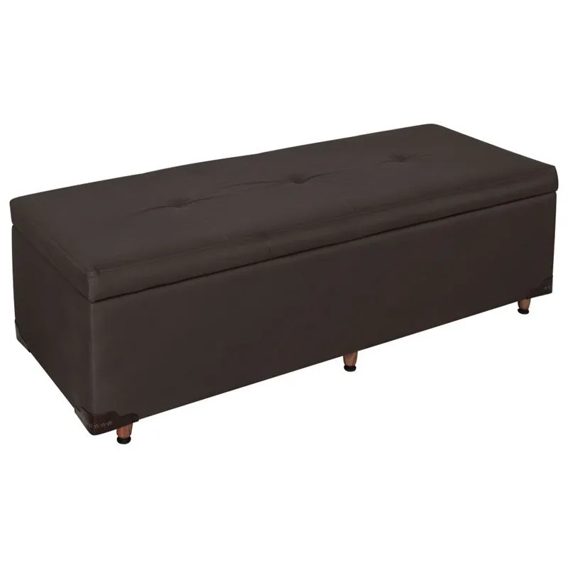 Recamier Calçadeira Baú 90cm Madri Corino Marrom - StarBox