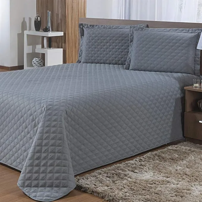 Colcha Ultrassônica Sicilia Casal 220X240 Cinza Único - Niazitex