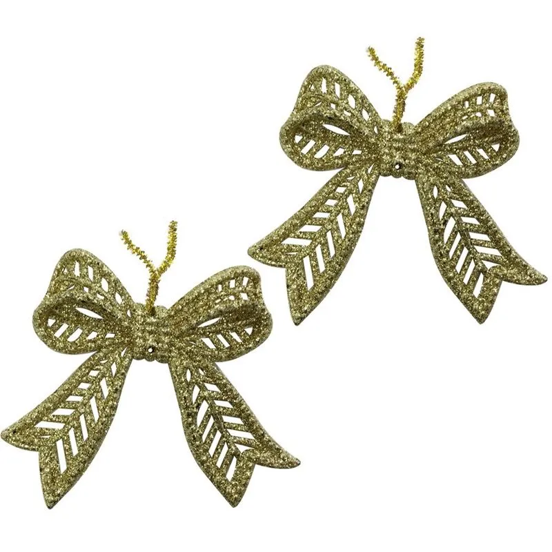 KIT ENFEITE DE ARVORE LACO C/ GLITTER 8,5CM X 2PCS - NIAZITEX Ouro