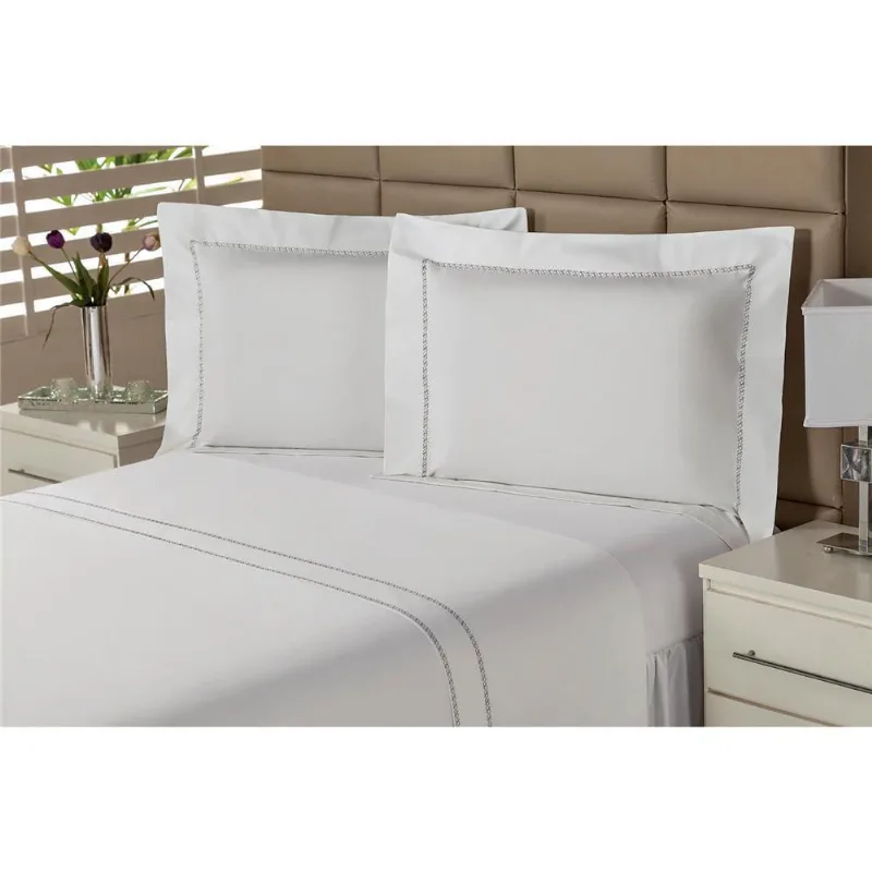 Jogo de Cama Casal Plumasul Premium Clean 230 Fios com 4 Peças Branco