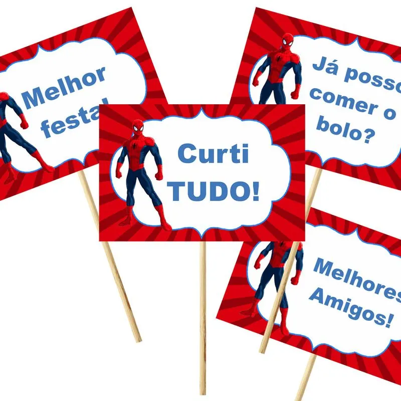4 Plaquinhas Homem Aranha 10x15cm