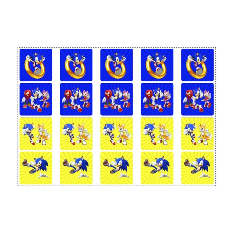 20 Adesivos Sonic Quadrado 4,7cm