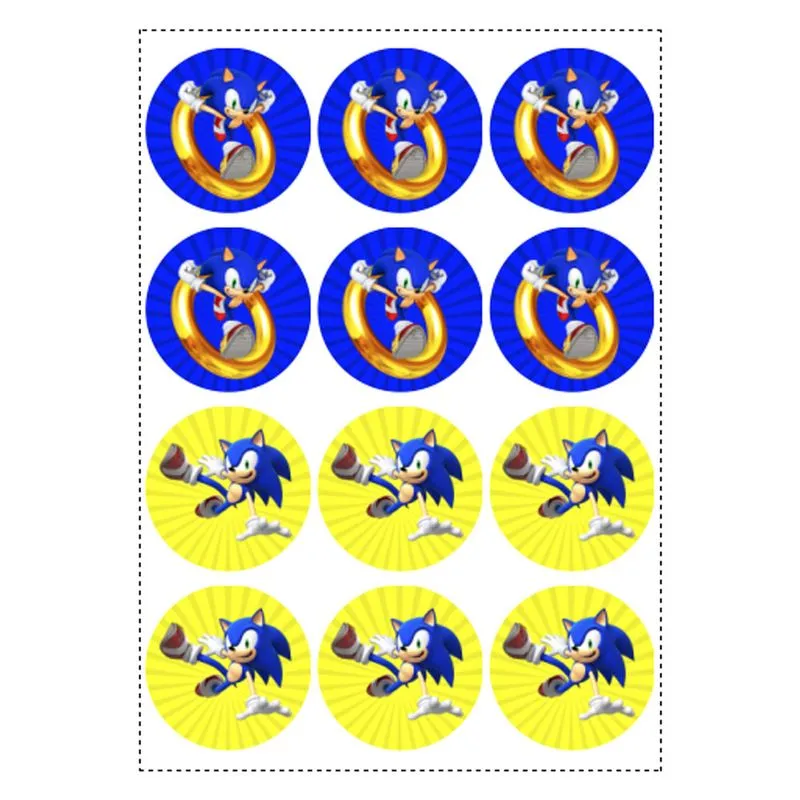 12 Adesivos Sonic Redondo 6,5cm