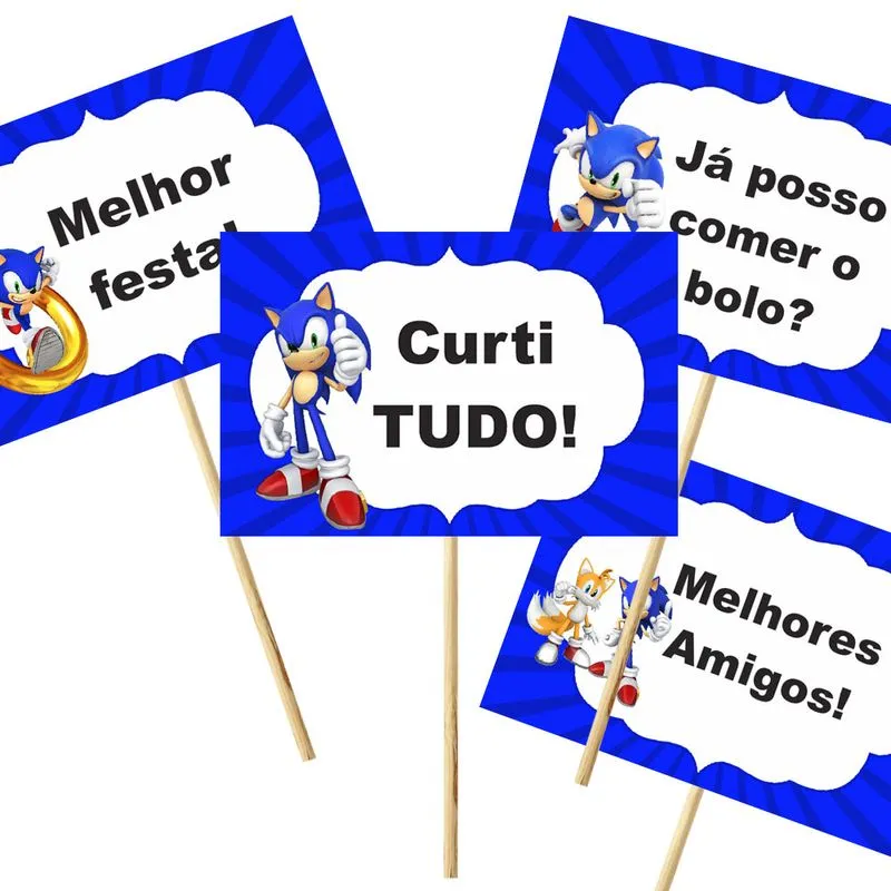 4 Plaquinhas Sonic 10x15cm