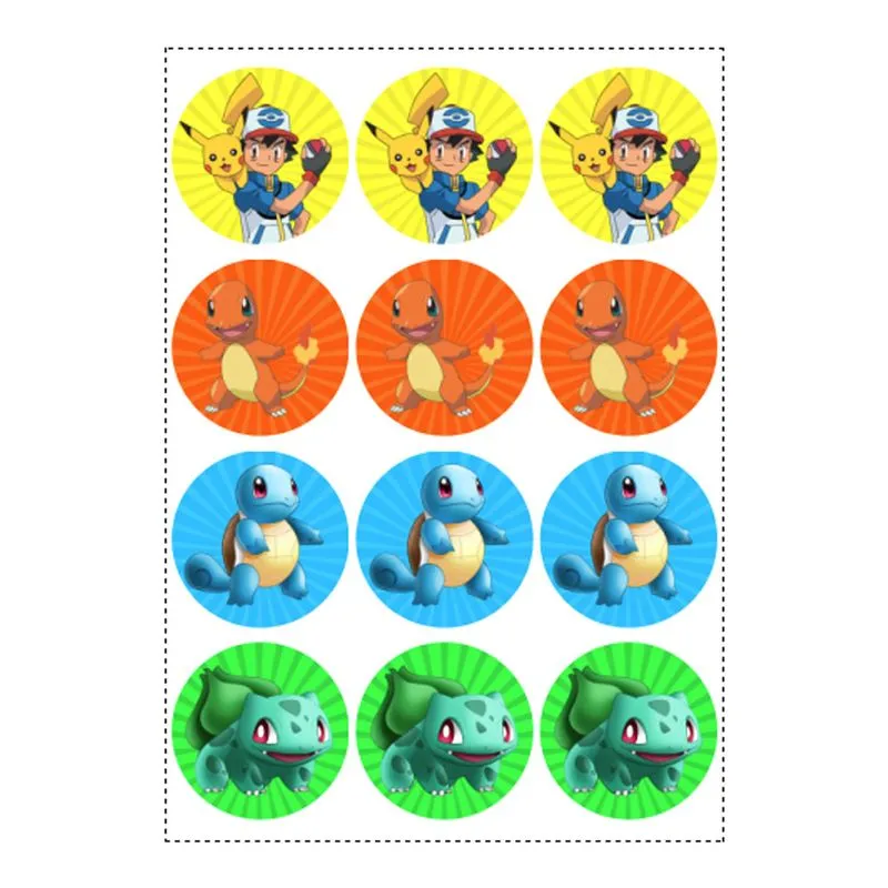 12 Adesivos Pokémon Redondo 6,5cm