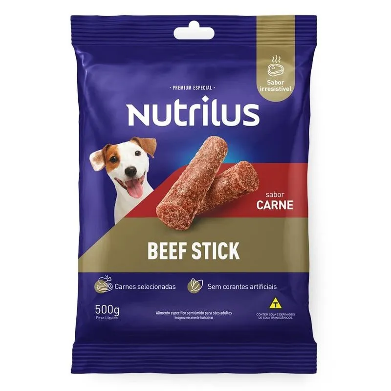 Bifinho Nutrilus Mini Stick Para Cães Adultos Sabor Carne - 500g