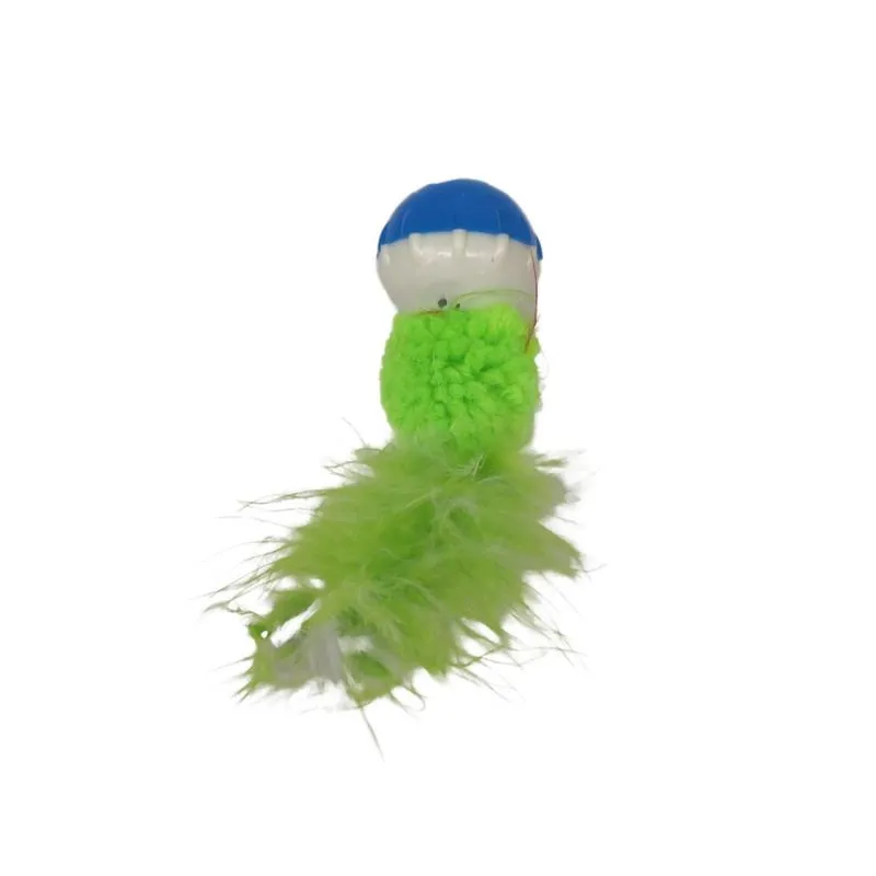 Brinquedo Kroco Bolinha Pelúcia com Penas Verde para Gatos - Tam. Único